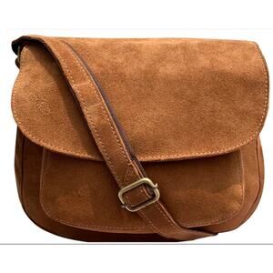 New Rustic Town Multi Pocket Suede Leather Shoulder Purse Crossbody Saddle Bag